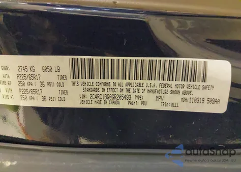 2016 Chrysler Town & Country Touring z USA, uszkodzony, nr VIN 2C4RC1BG0GR205493